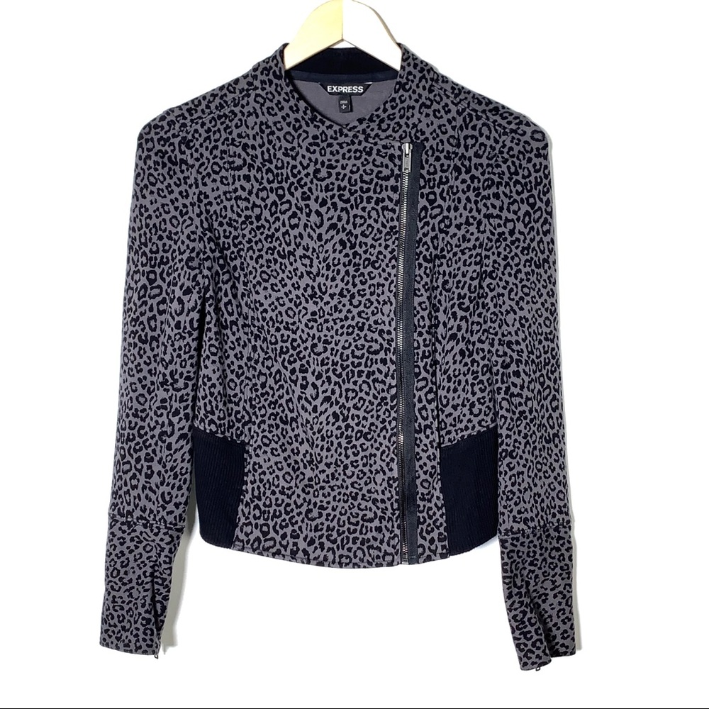 Leopard Print Moto Jacket - Picture 1 of 5